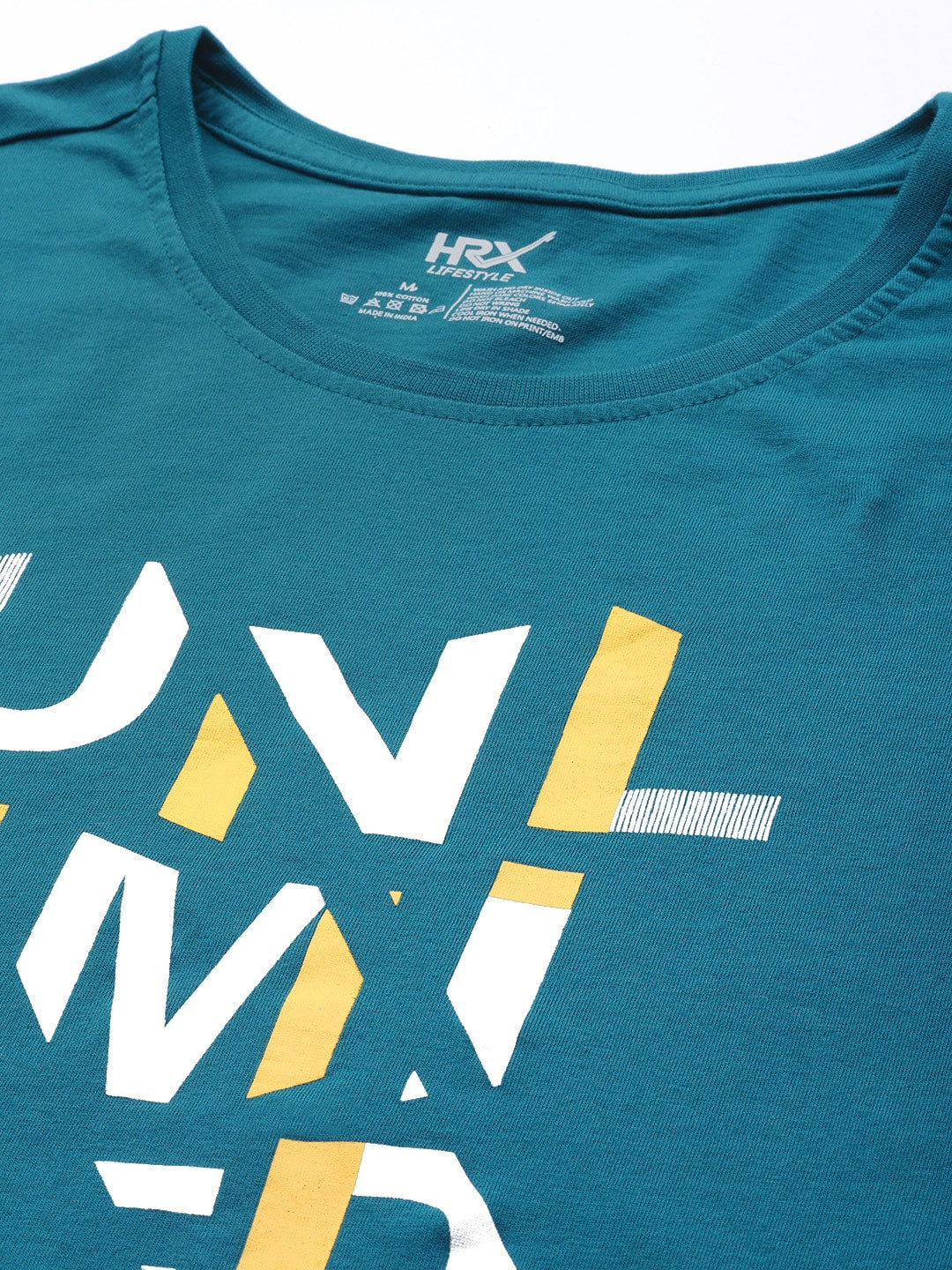 HRX By Hrithik Roshan Lifestyle Men Petrol Bio-Wash Typography Tshirts - Distacart