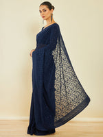 Thumbnail for Soch Floral Embroidered Stone Work Saree - Distacart