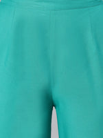 Thumbnail for Khushal K Women Turquoise Blue Ethnic Motifs Printed Gotta Patti Kurta with Trousers & With Dupatta - Distacart