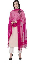 Thumbnail for Mominos Fashion Pink Orgenza Gota Flower Dupatta