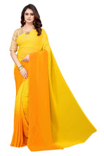 Thumbnail for Vamika Yellow Half N Half Georgette Saree - Distacart