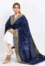 Thumbnail for Mominos Fashion Moeza Women's Banarsi Silk Woven Design Navy Blue Dupatta - Distacart