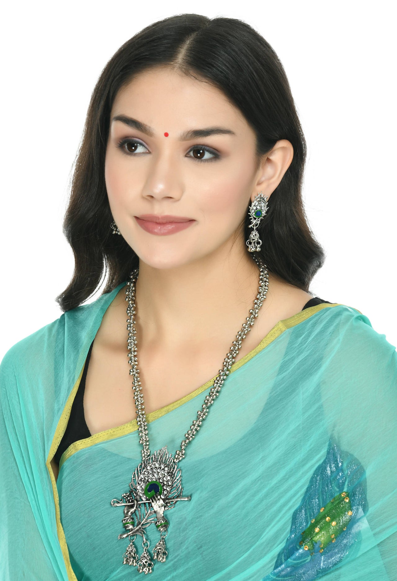 Mominos Fashion Johar Kamal Oxidised Silver-Plated Brass Finish Bansuri Long Necklace For Women (Silver) - Distacart