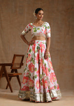 Thumbnail for Pomcha Jaipur White Gul Noor Lehenga Set - Distacart