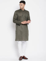 Thumbnail for Even Apparels Green Men's Pure Cotton Kurta With Band Collar - Distacart