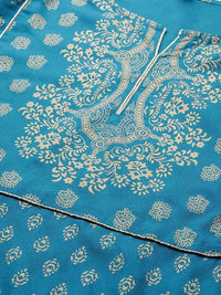 Thumbnail for Yufta Women Teal Blue & Golden Printed Kurta with Trouser