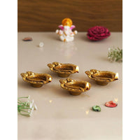Thumbnail for eCraftIndia 4 Pieces Beige Lakshmi & Lord Ganesha Diyas - Distacart