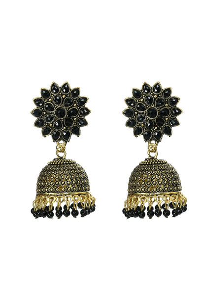 Mominos Fashion Joharkamal Kundan work Jhumka with Black Beads - Distacart
