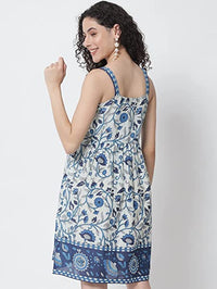 Thumbnail for NOZ2TOZ Blue Floral Printed Dress - Distacart