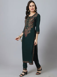 Thumbnail for NOZ2TOZ Bottle Green Chinkankari Kurta - Distacart
