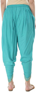 Thumbnail for PAVONINE Rama Green Color Embellished Beetel Rayon Fabric Patiala For Women & Girls - Distacart