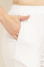 Thumbnail for PAVONINE White Color Leaf Kirosia Lace Hem Cotton Fabric Palazzo For Women - Distacart