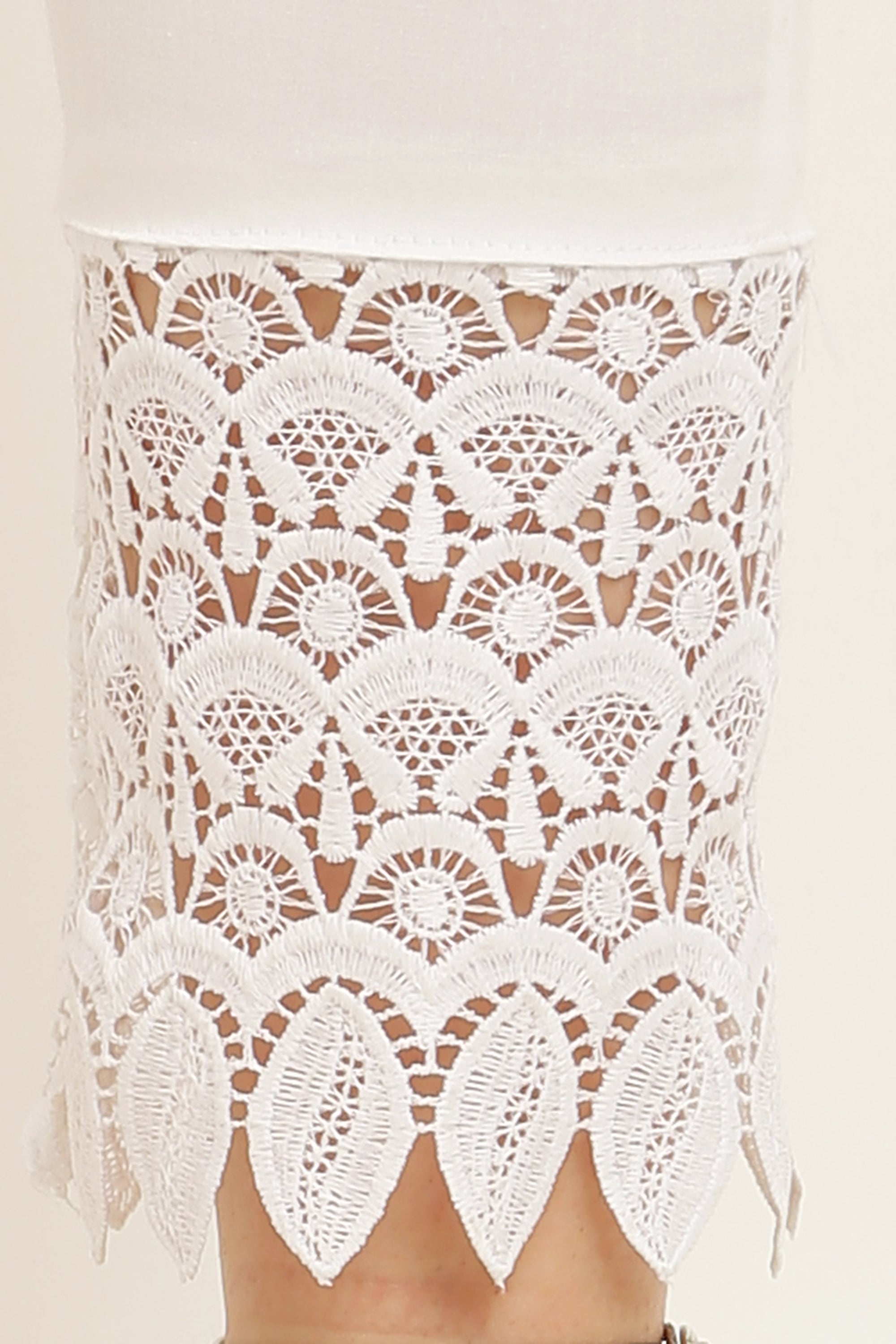 PAVONINE White Color Leaf Kirosia Lace Hem Cotton Fabric Palazzo For Women - Distacart