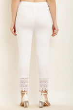 Thumbnail for PAVONINE White Color Leaf Kirosia Lace Hem Cotton Fabric Palazzo For Women - Distacart