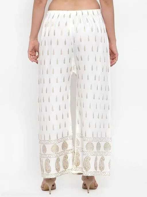 PAVONINE Off-White Color Rayon Fabric Bhutta Print Palazzo For Women - Distacart
