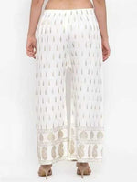 Thumbnail for PAVONINE Off-White Color Rayon Fabric Bhutta Print Palazzo For Women - Distacart