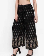 Thumbnail for PAVONINE Black Color Rayon Fabric Bhutta Print Palazzo For Women - Distacart