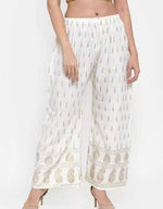 Thumbnail for PAVONINE Off-White Color Rayon Fabric Bhutta Print Palazzo For Women - Distacart