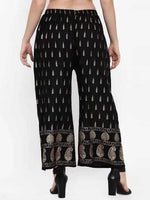 Thumbnail for PAVONINE Black Color Rayon Fabric Bhutta Print Palazzo For Women - Distacart