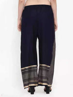 Thumbnail for PAVONINE Navy Blue Color Rayon Fabric Side Print Palazzo For Women - Distacart