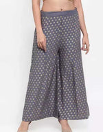 Thumbnail for PAVONINE Grey Color Rayon Fabric Sun Print Palazzo For Women - Distacart