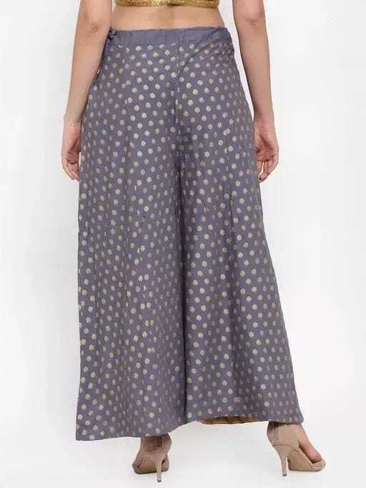 PAVONINE Grey Color Rayon Fabric Sun Print Palazzo For Women - Distacart