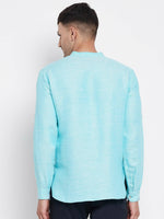 Thumbnail for Even Apparels Pure Cotton Men's Kurta in Blue Color With Band Collar - Distacart