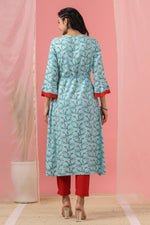 Thumbnail for Juniper Women`s Skyblue Rayon Embroidered & Printed Flared Dress - Distacart