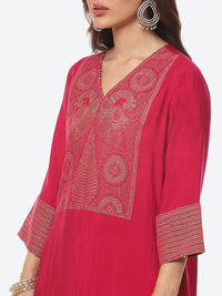 Thumbnail for Biba Women Fuchsia Yoke Design A-Line Kurta - Distacart