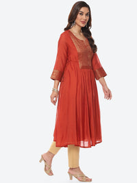 Thumbnail for Biba Women Orange Solid Yoke Design Anarkali Kurta - Distacart