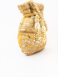 Thumbnail for NR By Nidhi Rathi Women Gold Embroidered Potli Bag - Distacart