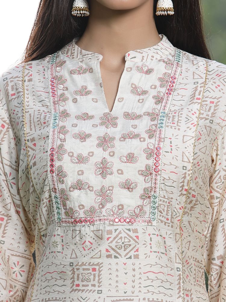 Juniper Off White Rayon Festive Printed Skd For Women - Distacart