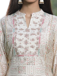 Thumbnail for Juniper Off White Rayon Festive Printed Skd For Women - Distacart