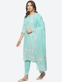 Thumbnail for Biba Women Floral Printed Kurta with Trousers & Dupatta - Distacart