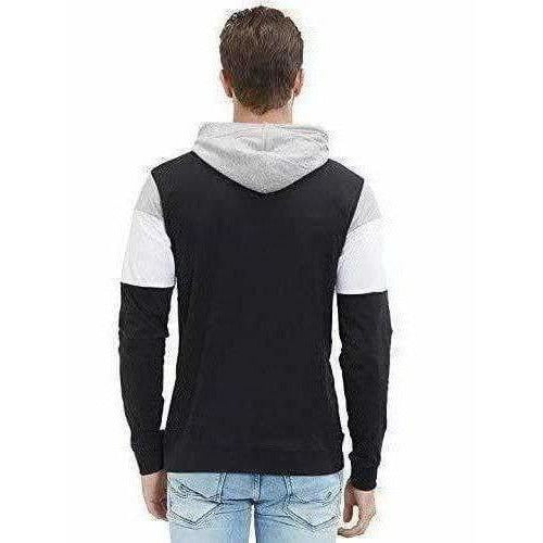 Men's Stylish Full Sleeve Grey, White, Black Hooded T-Shirt - Distacart