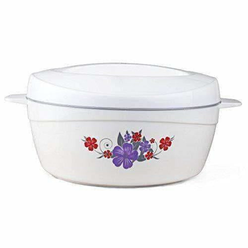 Roti Plus Plastic Casserole with Lid - White & Grey Color Combination - Distacart