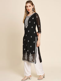 Thumbnail for HERE&NOW Ethnic Motifs Embroidered Sequined Georgette Kurta - Distacart