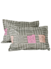Thumbnail for Story@home Beige & White Geometric Cotton 152 TC Queen Bedsheet With 2 Pillow Covers - Distacart