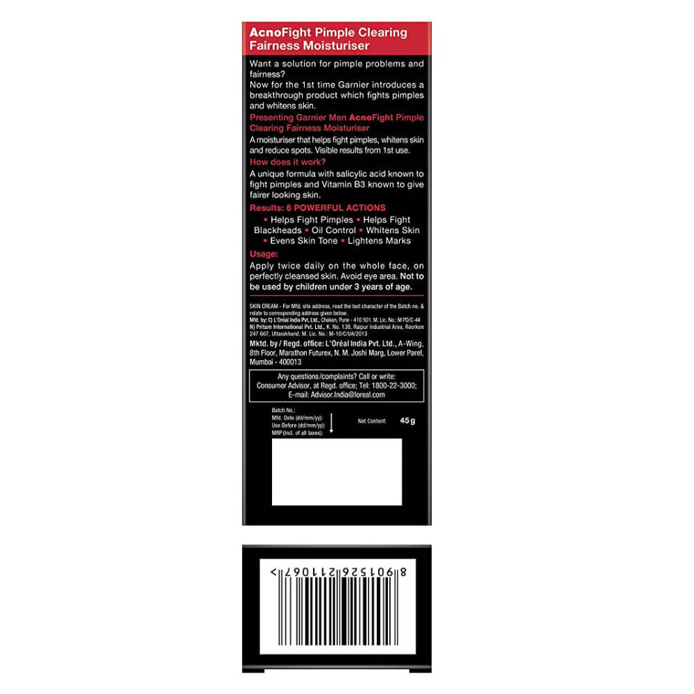 Garnier Men Acno Fight Pimple Clearing Brightening Moisturizer - Distacart