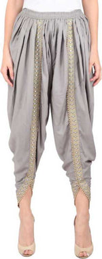 Thumbnail for PAVONINE Grey Color Embellished Beetel Rayon Fabric Patiala For Women & Girls - Distacart