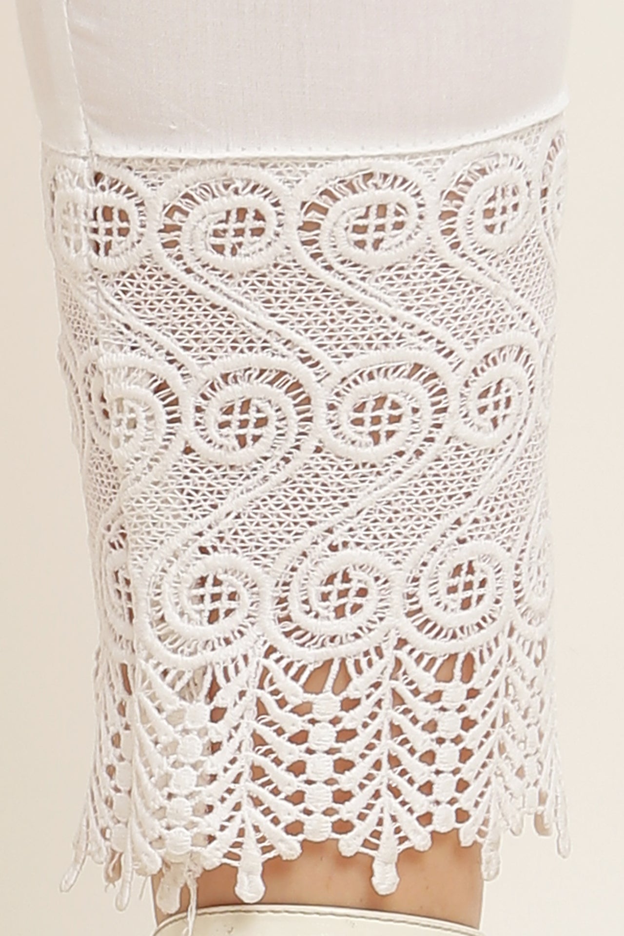 PAVONINE White Color S Kirosia Lace Hem Cotton Fabric Palazzo For Women - Distacart