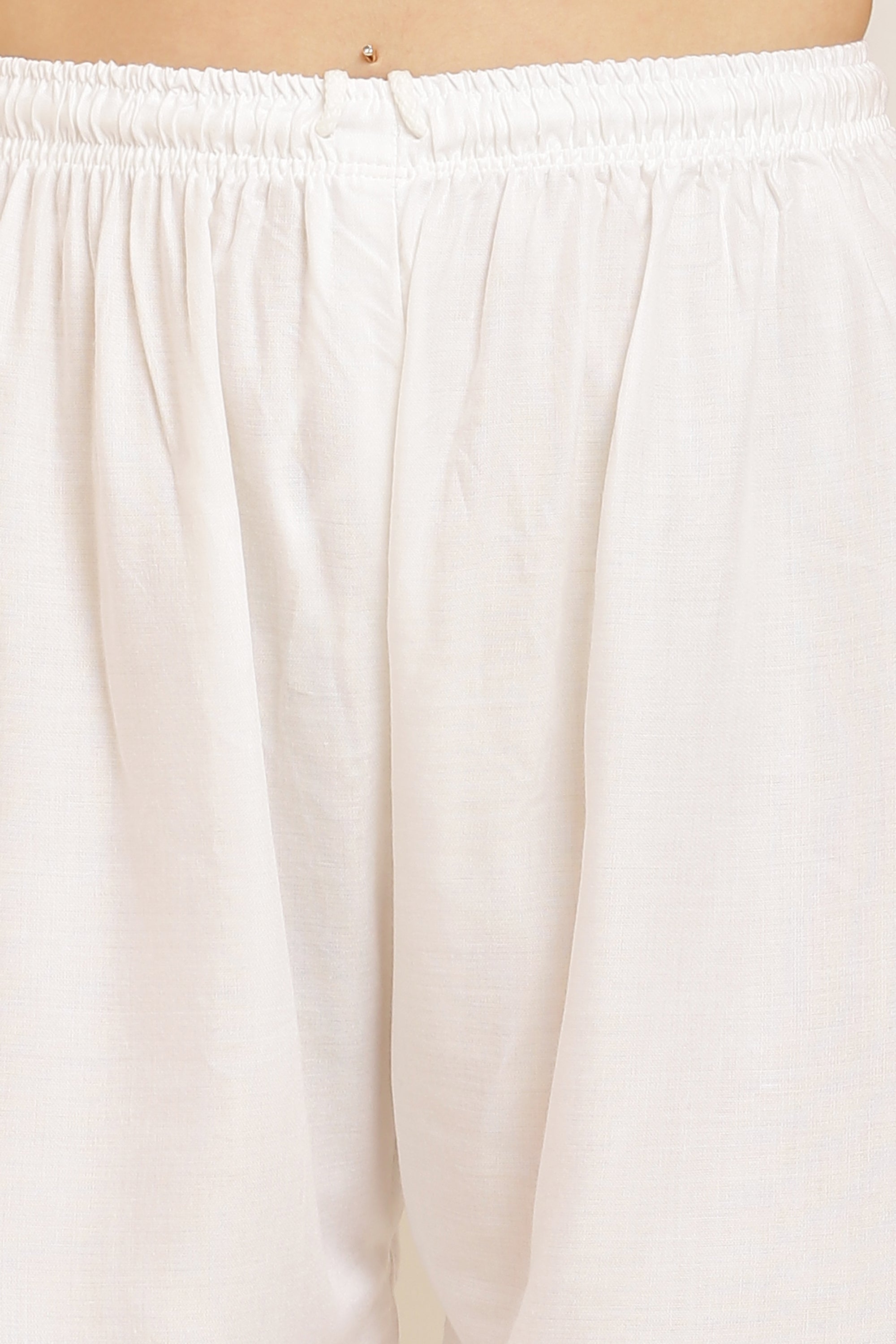 PAVONINE White Color Straight Fit Rayon Fabric Palazzo - Distacart