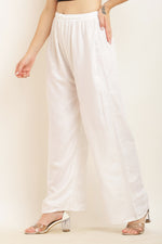 Thumbnail for PAVONINE White Color Straight Fit Rayon Fabric Palazzo - Distacart