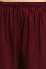 Thumbnail for PAVONINE Wine Color Straight Fit Rayon Fabric Palazzo - Distacart