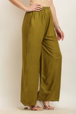 Thumbnail for PAVONINE Mehandi Green Color Straight Fit Rayon Fabric Palazzo - Distacart