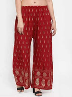 Thumbnail for PAVONINE Maroon Color Rayon Fabric Bhutta Print Palazzo For Women - Distacart