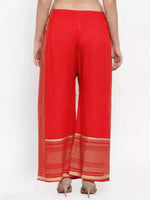 Thumbnail for PAVONINE Red Color Rayon Fabric Side Print Palazzo For Women - Distacart