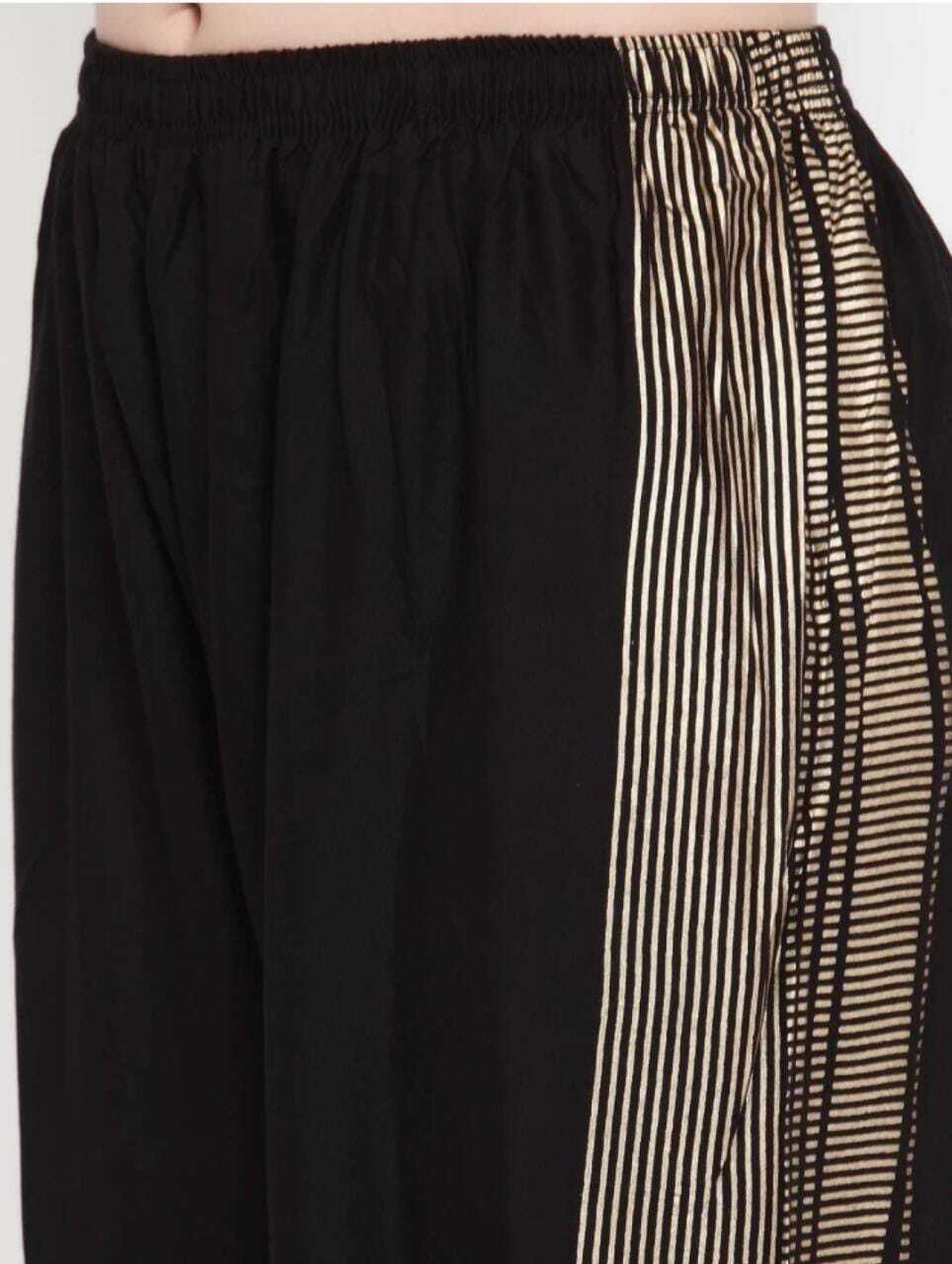 PAVONINE Black Color Rayon Fabric Side Print Palazzo For Women - Distacart