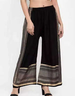 Thumbnail for PAVONINE Black Color Rayon Fabric Side Print Palazzo For Women - Distacart