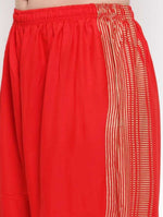 Thumbnail for PAVONINE Red Color Rayon Fabric Side Print Palazzo For Women - Distacart